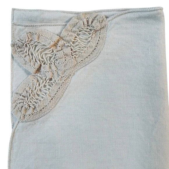 Cloth cotton napkins with lace trim, eight off-white ecru - Picture 3 of 4